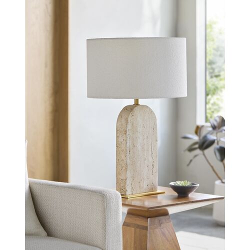 Persis Travertine Table Lamp, Beige 2 Persis Travertine Table Lamp, Beige
