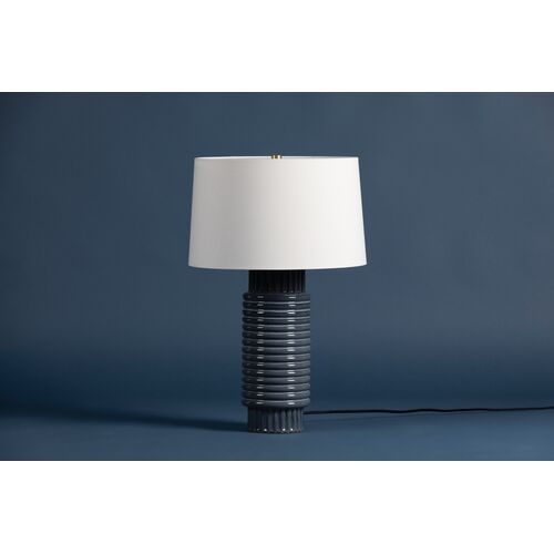 River Ceramic Table Lamp, Grey/Blue 3 River Ceramic Table Lamp, Grey/Blue