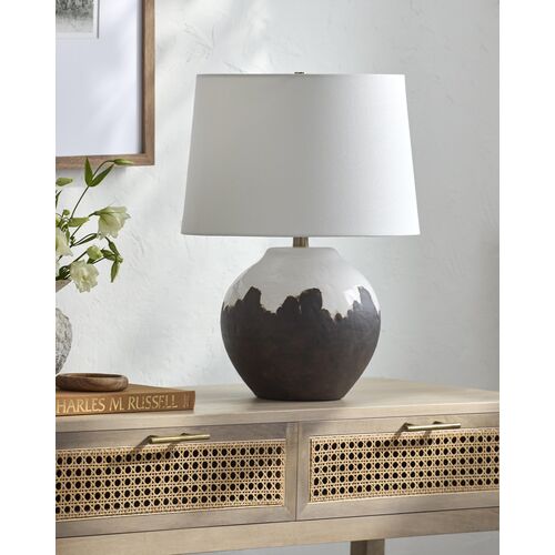 Jovienne Ceramic Table Lamp, Brown/White 3 Jovienne Ceramic Table Lamp, Brown/White