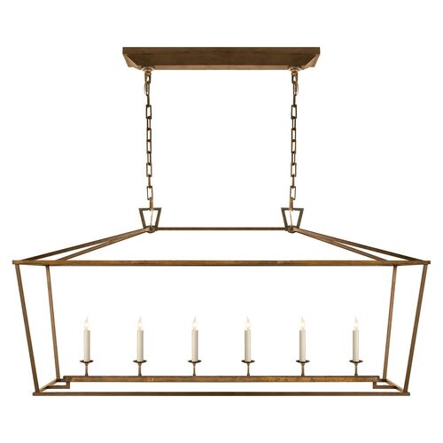 Darlana Large Linear Lantern, Gilded Iron 2 Darlana Large Linear Lantern, Gilded Iron