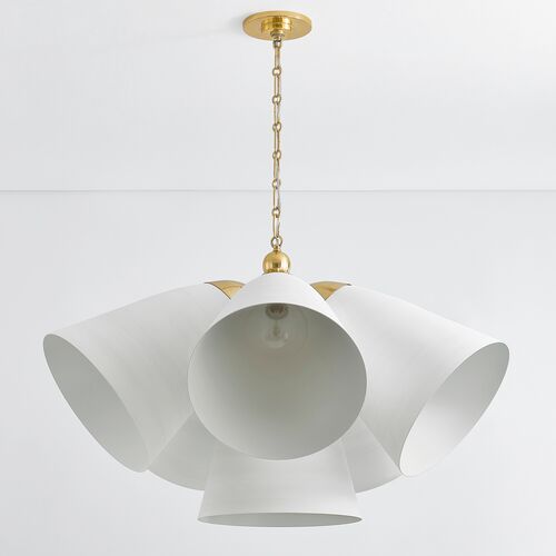Bronson 6-Light Chandelier, Aged Brass/White 3 Bronson 6-Light Chandelier, Aged Brass/White