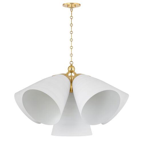 Bronson 6-Light Chandelier, Aged Brass/White 5 Bronson 6-Light Chandelier, Aged Brass/White