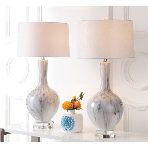 S/2 Sharzer Table Lamps, White/Gray 2 S/2 Sharzer Table Lamps, White/Gray