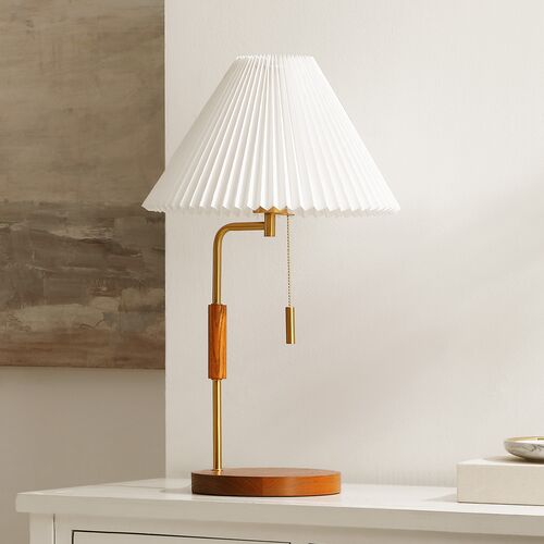 Lejer 24" Table Lamp, Walnut/Brass 4 Lejer 24" Table Lamp, Walnut/Brass