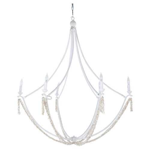 Nakita Beaded Chandelier, Plaster White 3 Nakita Beaded Chandelier, Plaster White