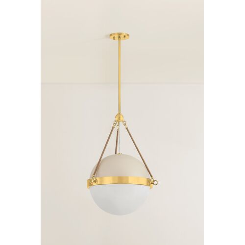 Abbie Glass Globe Pendant, Aged Brass/Soft Bisque/Jute Rope 3 Abbie Glass Globe Pendant, Aged Brass/Soft Bisque/Jute Rope