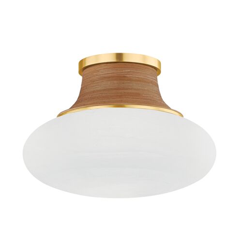 Eirlys Flush Mount, Aged Brass/Matte Cloud Glass/Rattan 2 Eirlys Flush Mount, Aged Brass/Matte Cloud Glass/Rattan