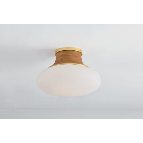 Eirlys Flush Mount, Aged Brass/Matte Cloud Glass/Rattan 4 Eirlys Flush Mount, Aged Brass/Matte Cloud Glass/Rattan