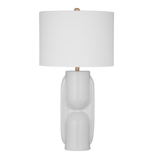 Omari Ceramic Table Lamp, Glossy White 1 Omari Ceramic Table Lamp, Glossy White