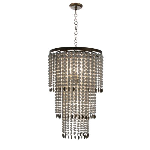 Dolores Beaded Chandelier, White/Brass 1 Dolores Beaded Chandelier, White/Brass
