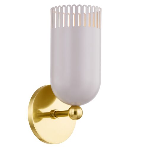 Liba 1-Light Wall Sconce, Aged Brass/Soft Peignoir 2 Liba 1-Light Wall Sconce, Aged Brass/Soft Peignoir