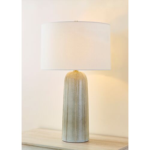 Kel 26" Table Lamp, Aged Brass/ Ceramic Reactive Ash 4 Kel 26" Table Lamp, Aged Brass/ Ceramic Reactive Ash