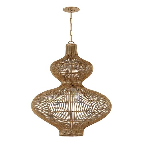 Irvine Pendant, Patina Brass/Natural Rattan 1 Irvine Pendant, Patina Brass/Natural Rattan