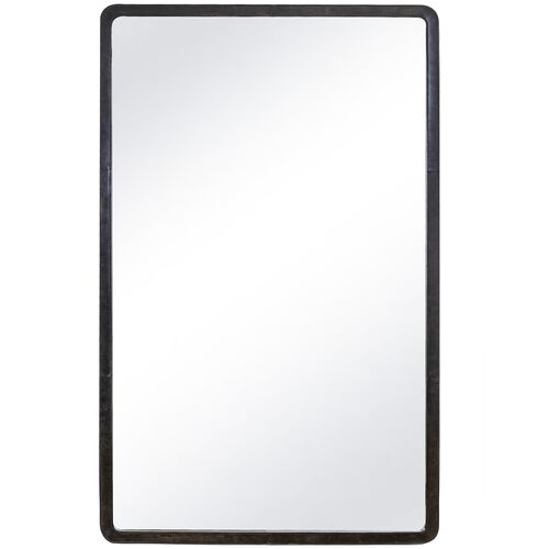 Knox Leather Rectangle Wall Mirror, Black 1 Knox Leather Rectangle Wall Mirror, Black