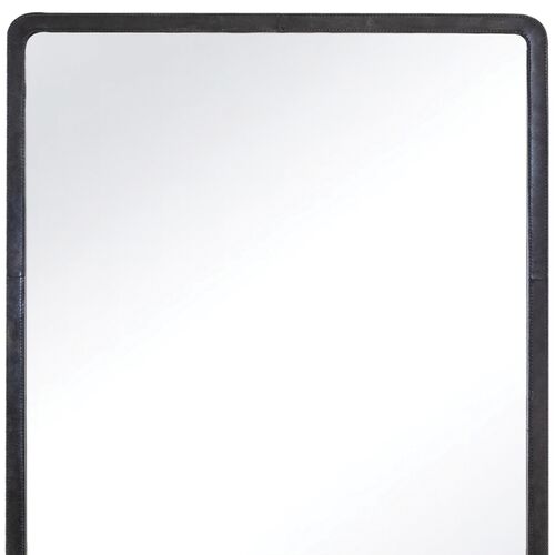 Knox Leather Rectangle Wall Mirror, Black 3 Knox Leather Rectangle Wall Mirror, Black