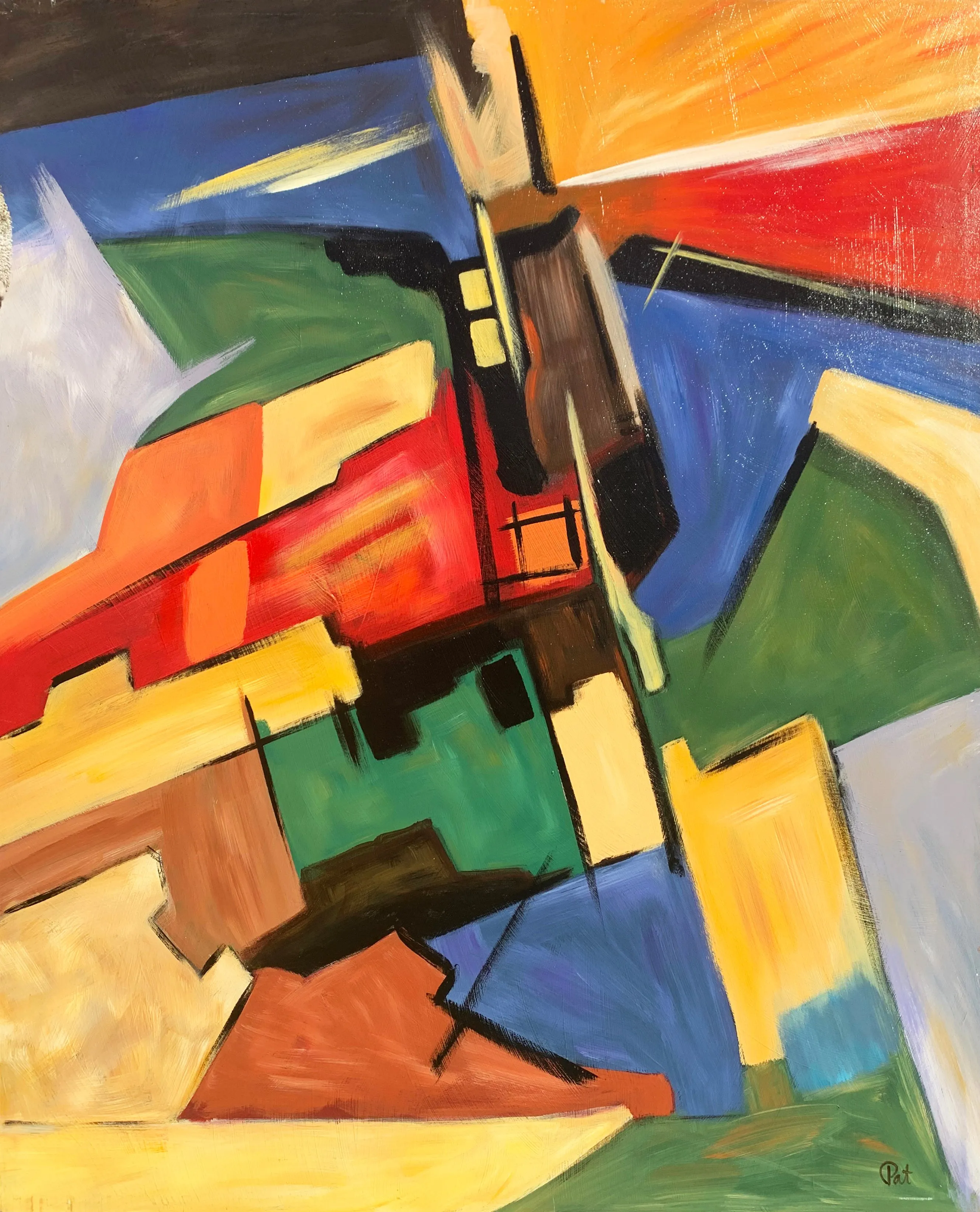 Constructivist Abstract, Saffron & Blue 1 Constructivist Abstract, Saffron & Blue