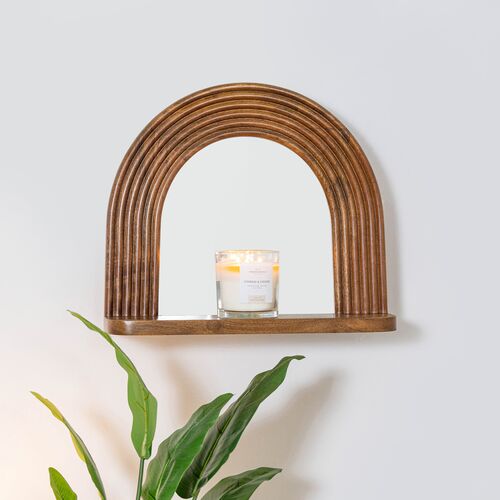 Alessia Shelf Wall Mirror, Walnut 2 Alessia Shelf Wall Mirror, Walnut
