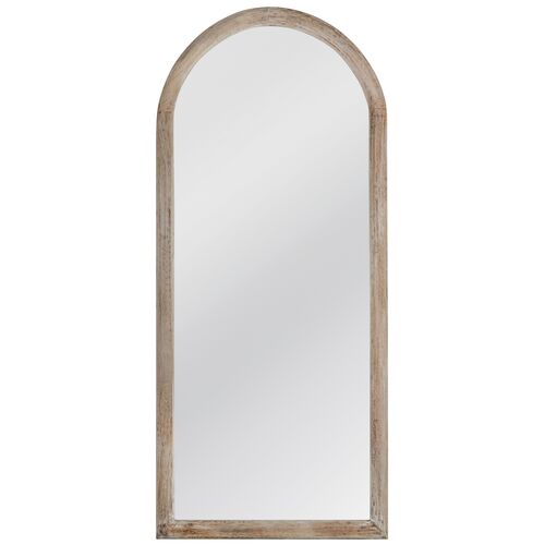 Kyle Arched Floor Mirror, Natural White Wash