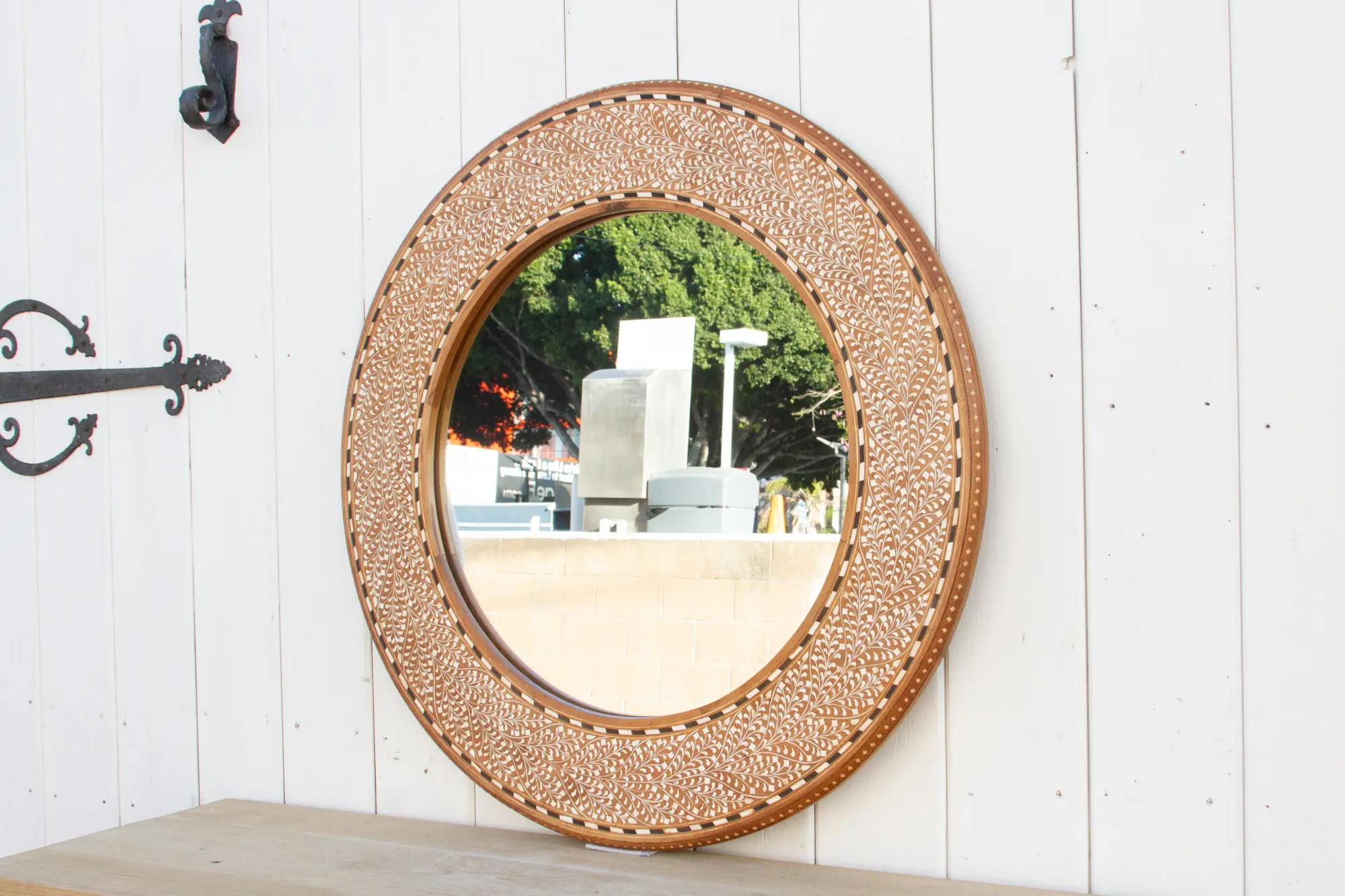 Finely Inlay Anglo Indian Round Mirror 4 Finely Inlay Anglo Indian Round Mirror
