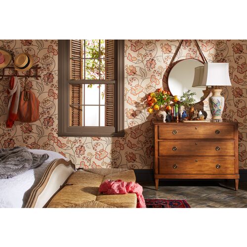 Round Leather Large Wall Mirror, Brown 2 Round Leather Large Wall Mirror, Brown