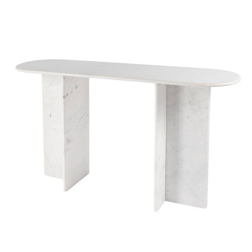 Victoria Banswara Marble Console Table, White