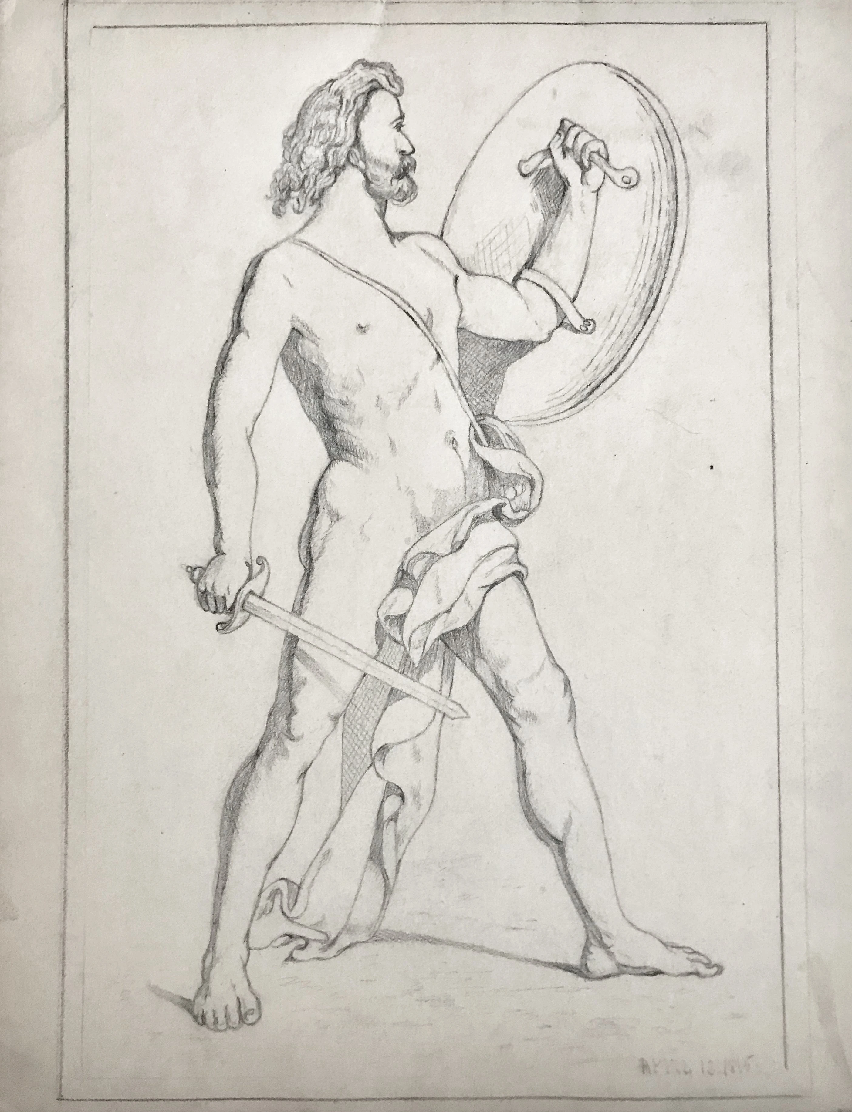 19th-C. Neoclassical Male Nude Drawing 5 19th-C. Neoclassical Male Nude Drawing