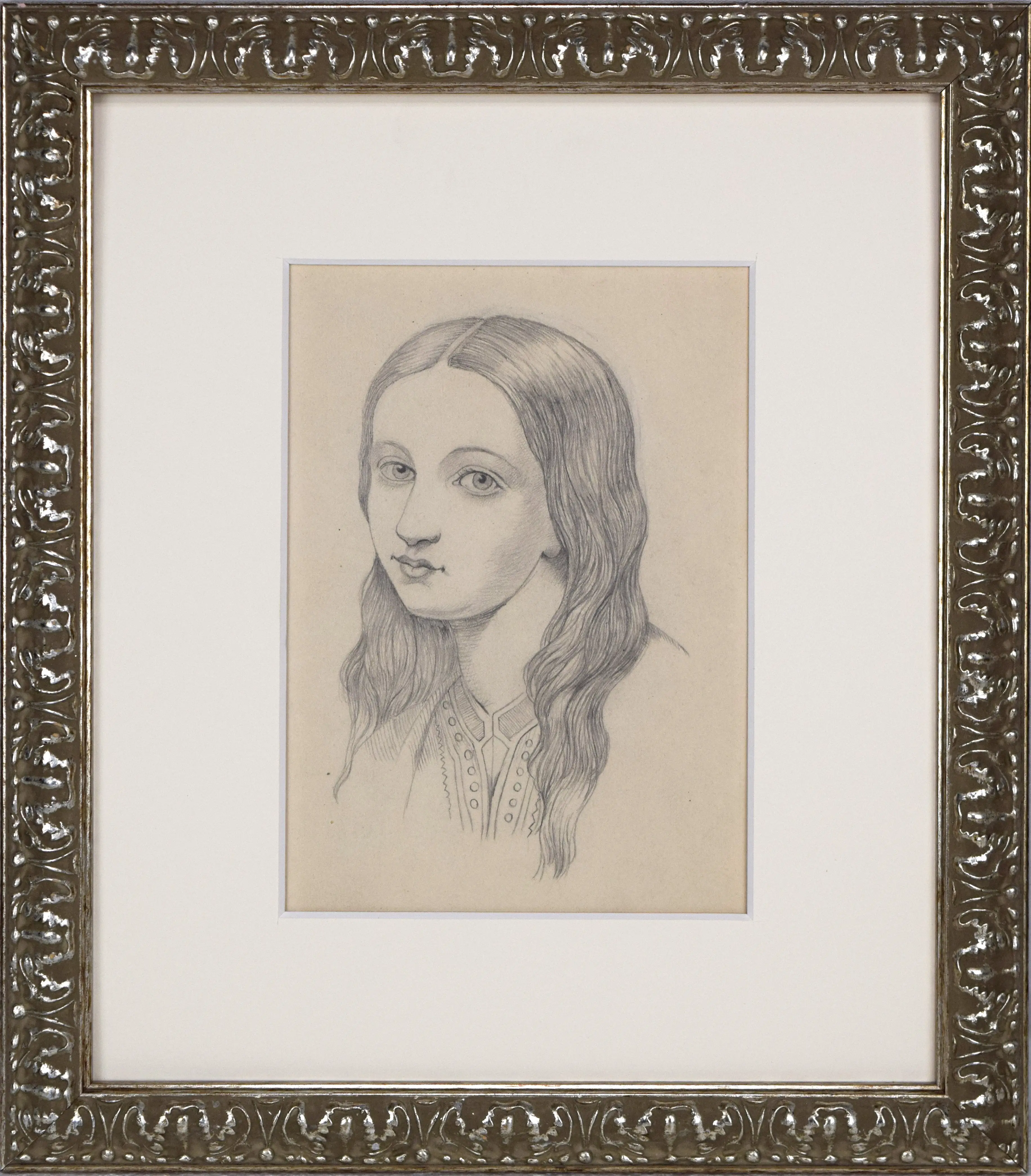 19th Century Graphite Portriat Drawing
