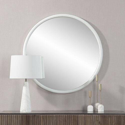 Enzo Round Wall Mirror, Matte White 5 Enzo Round Wall Mirror, Matte White