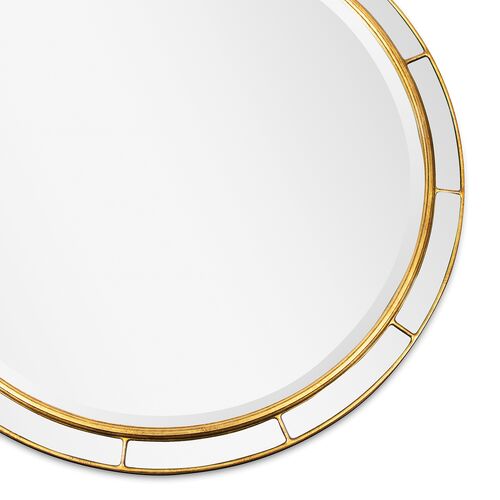 Plaza 36" Round Wall Mirror, Antique Gold Leaf 4 Plaza 36" Round Wall Mirror, Antique Gold Leaf