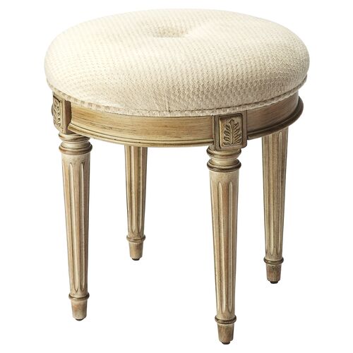 Clarissa Vanity Stool, Weathered/Ivory 1 Clarissa Vanity Stool, Weathered/Ivory