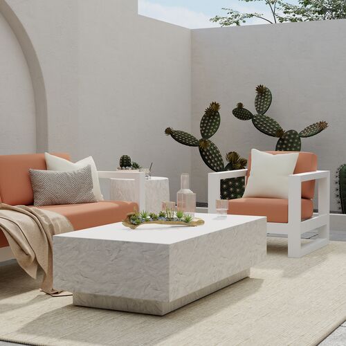 Caedric Indoor/Outdoor Reactangle Coffee Table, Stone 4 Caedric Indoor/Outdoor Reactangle Coffee Table, Stone