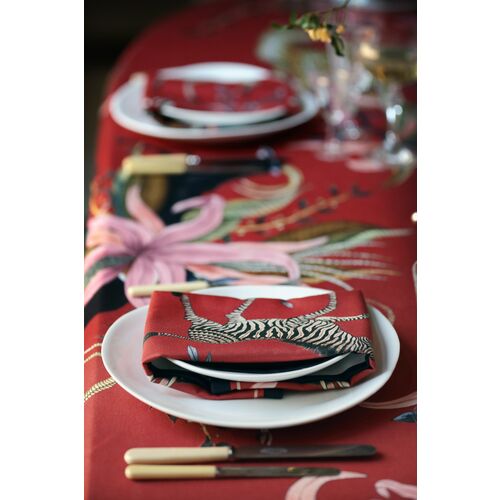 Leopard Lily Royal Red Tablecloth, Red 6 Leopard Lily Royal Red Tablecloth, Red