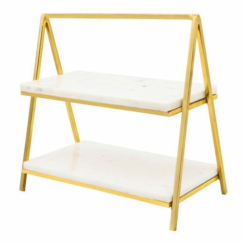 Doux Marble Two Tier Serving Stand, Marble
