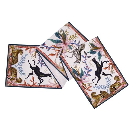 Ardmore Cotton Table Runner, Sable Rose/White