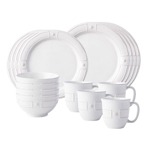 Berry & Thread French Panel 16pc Place Setting, Whitewash