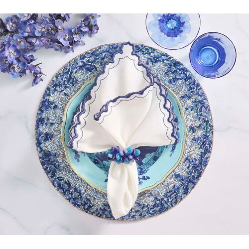 S/4 Lagoon Cotton/Glass Placemats, Navy/Blue 4 S/4 Lagoon Cotton/Glass Placemats, Navy/Blue