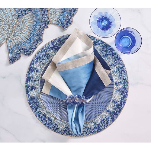 S/4 Lagoon Cotton/Glass Placemats, Navy/Blue 7 S/4 Lagoon Cotton/Glass Placemats, Navy/Blue