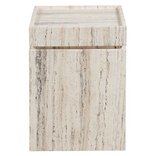 Ronan Accent Table, White Travertine 2 Ronan Accent Table, White Travertine