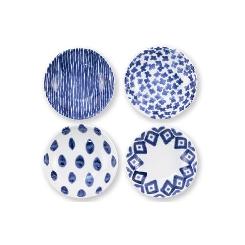 Asst. of 4 Santorini Condiment Bowls, Blue/White
