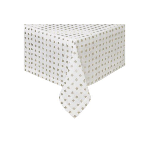 Antibes Tablecloth, White/Gold