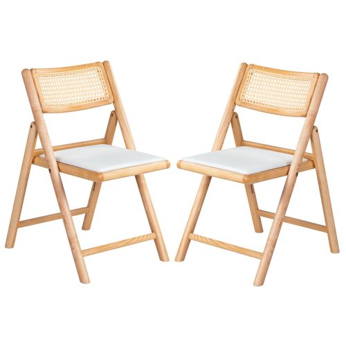 S/2 Giada Folding Dining Chairs, White 1 S/2 Giada Folding Dining Chairs, White