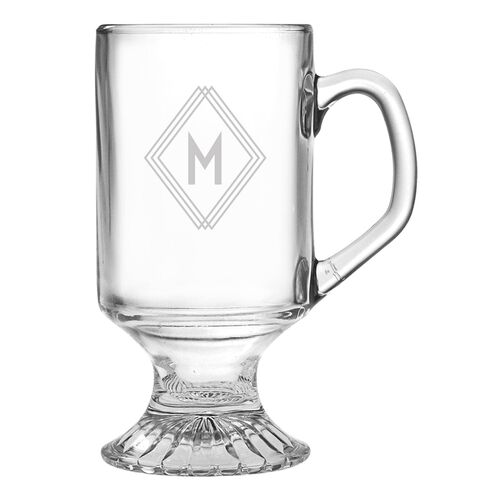 S/4 Deco Diamond Monogram Mug, Clear 1 S/4 Deco Diamond Monogram Mug, Clear