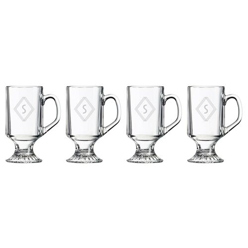S/4 Deco Diamond Monogram Mug, Clear 2 S/4 Deco Diamond Monogram Mug, Clear