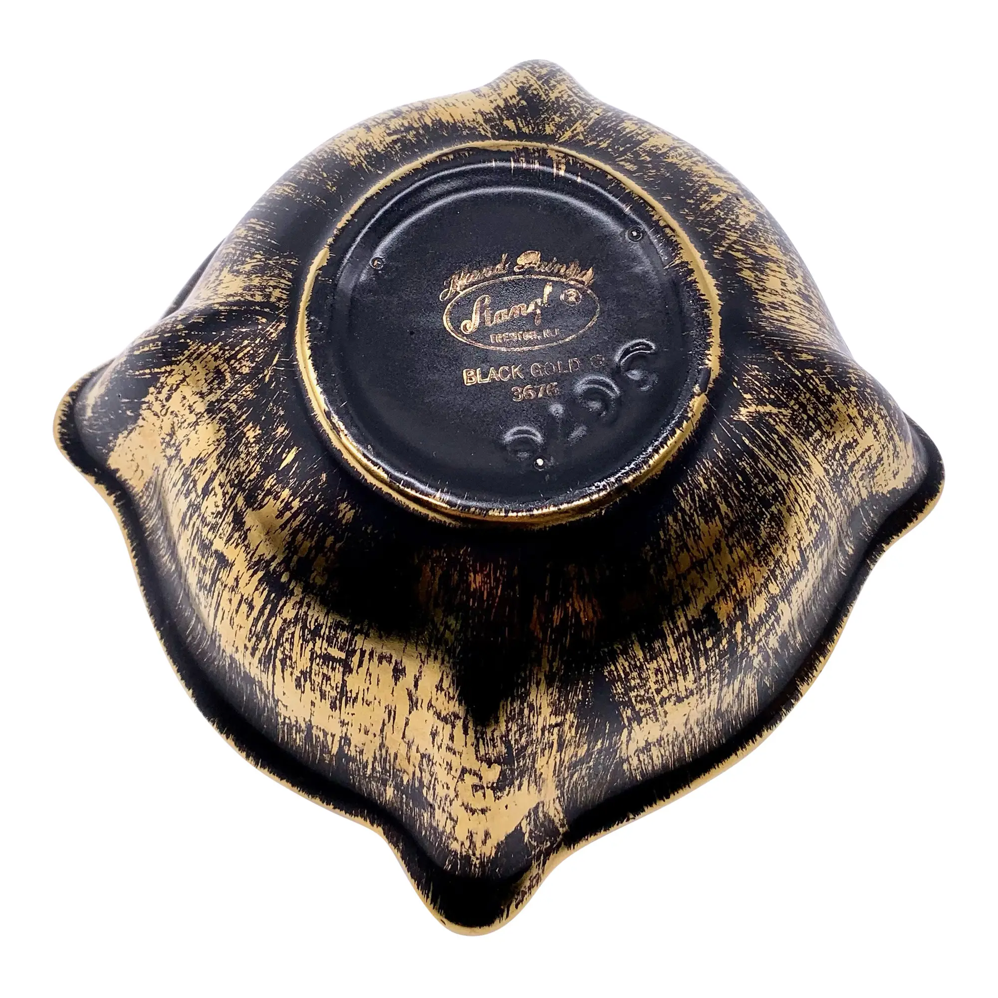 1960 22K Gold Finished Black Lidded Bowl 6 1960 22K Gold Finished Black Lidded Bowl