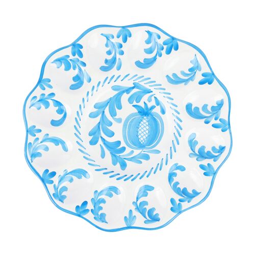 Arezzo Egg Platter, Aqua