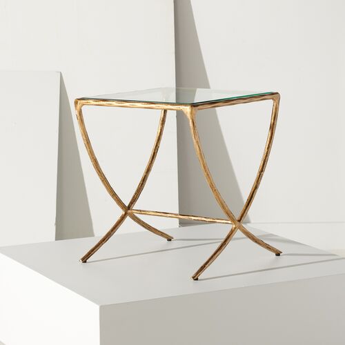 Lorian Square Metal Accent Table, Brass 2 Lorian Square Metal Accent Table, Brass