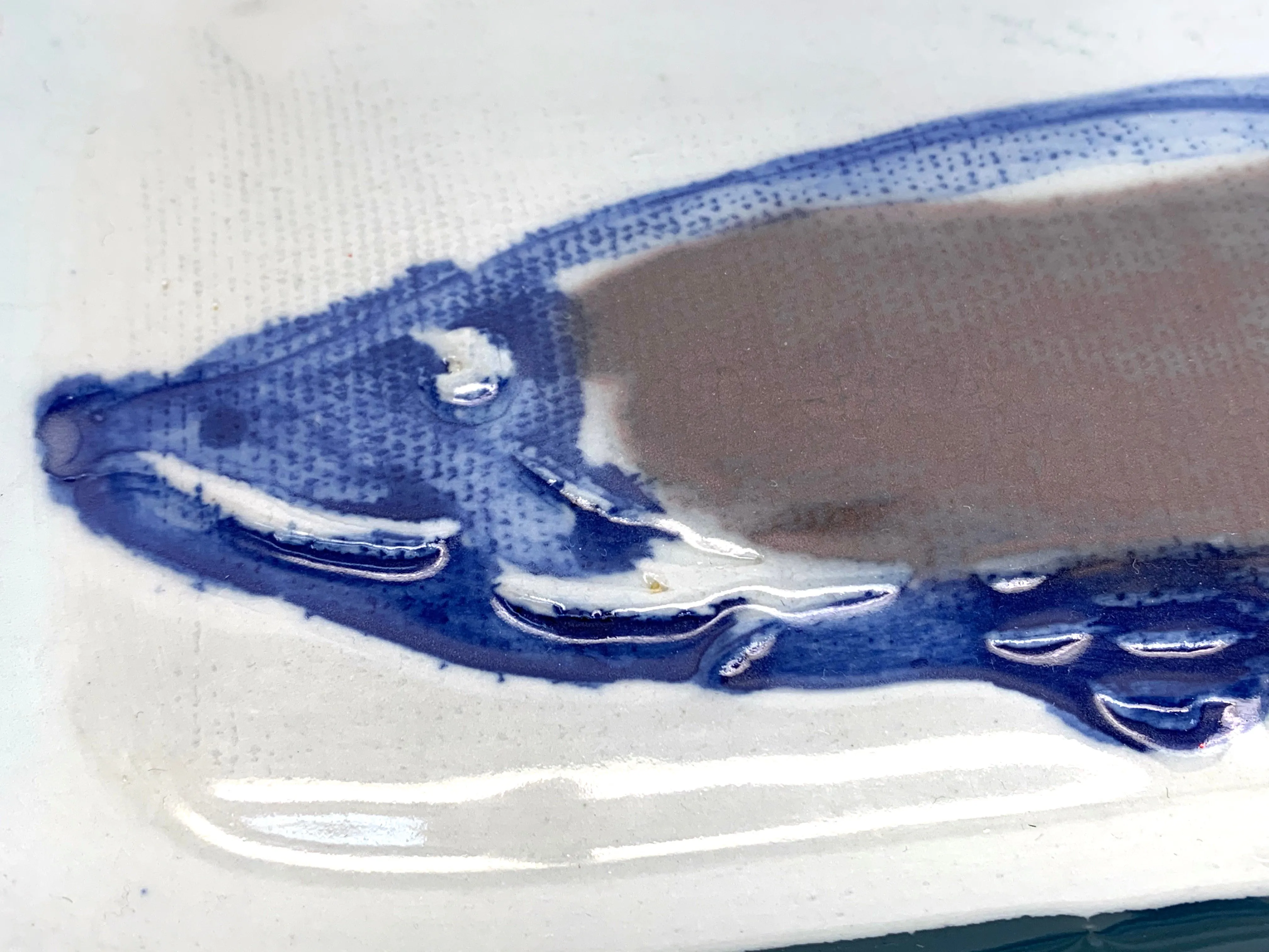 Hand-Made Stoneware Fish Platter, Signed 6 Hand-Made Stoneware Fish Platter, Signed