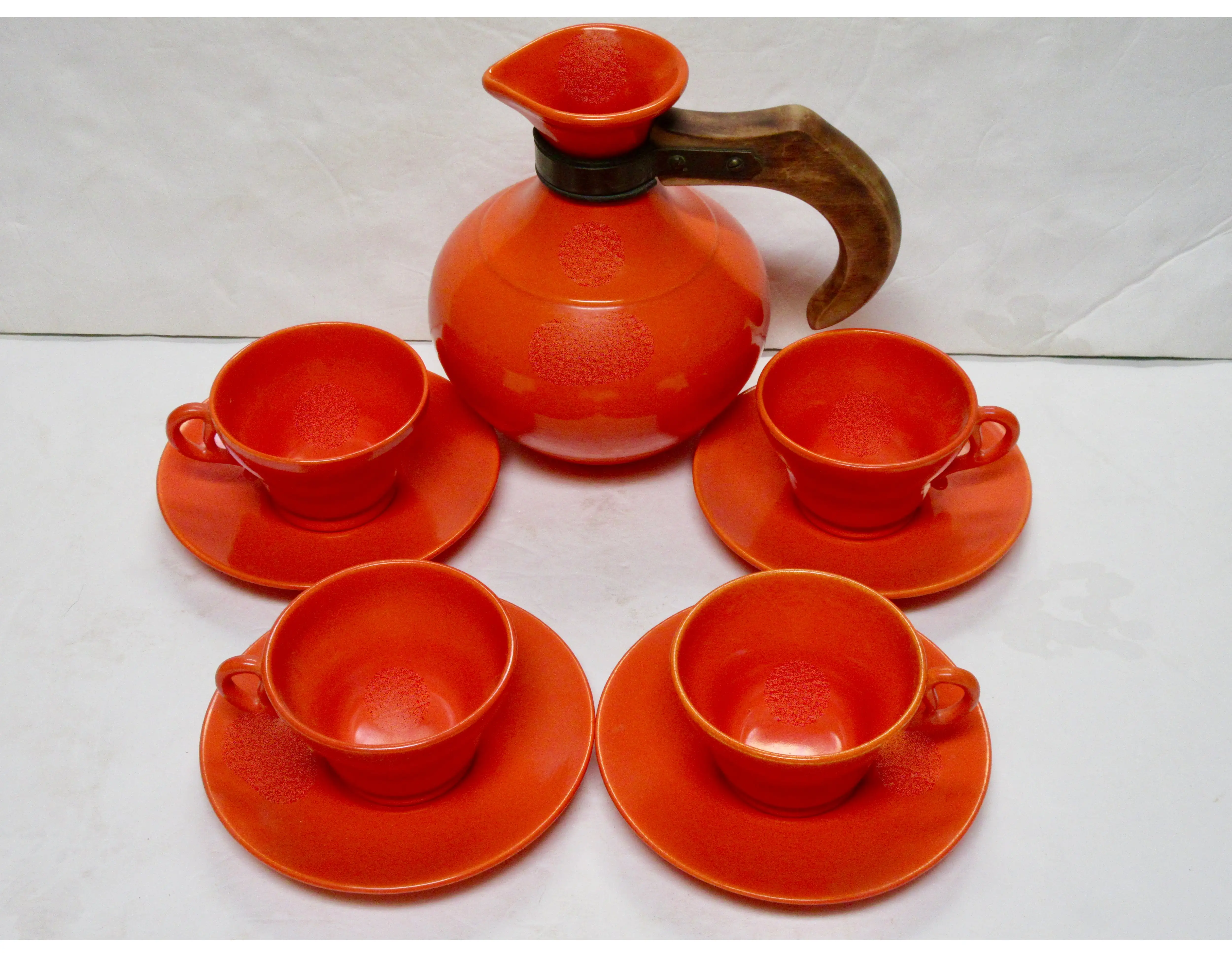 1930s California Pottery Coffee Set S/4 4 1930s California Pottery Coffee Set S/4