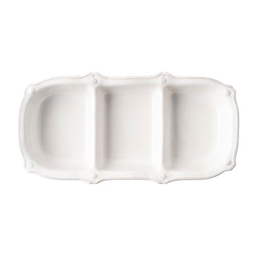 Berry & Thread 14" Triple Section Server, Whitewash 3 Berry & Thread 14" Triple Section Server, Whitewash