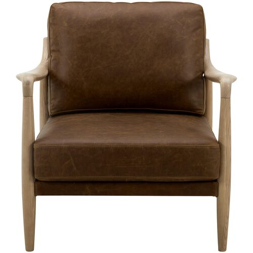 Gaviota Leather Accent Chair, Brown 2 Gaviota Leather Accent Chair, Brown